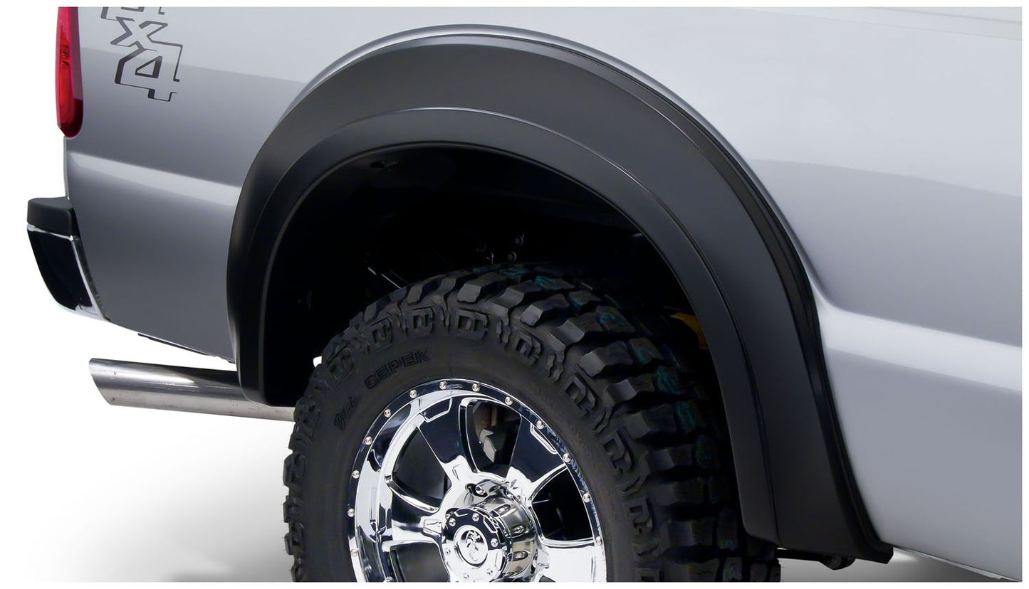 Bushwacker 20086-02 Black Extend-A-Fender Style Smooth Finish Rear Fender Flares For 2011-2016 Ford F-250/F-350 Super Duty (Excludes Dually)