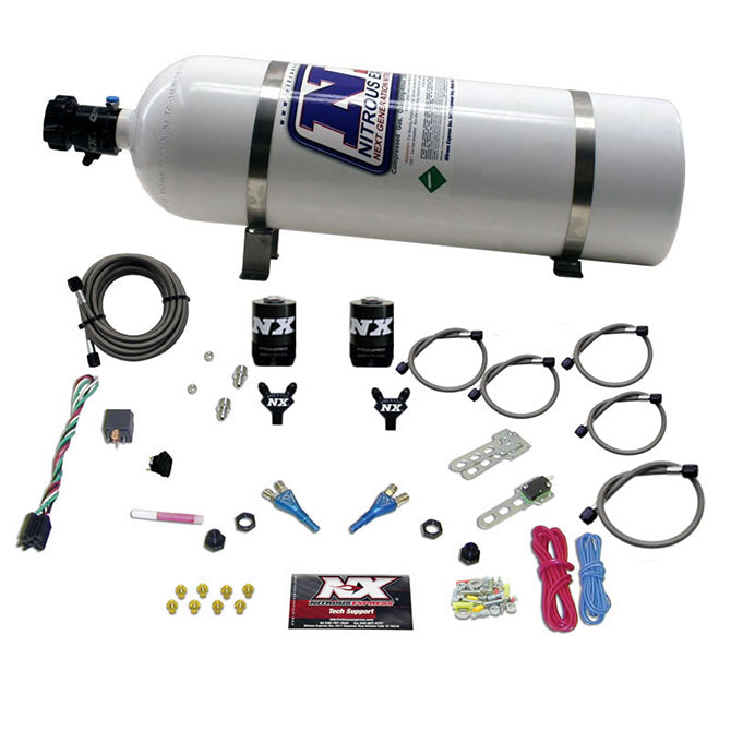 Nitrous Express DODGE 92- 95 TBI (50-75-100-125HP) DUAL NOZZLE WITH 15LB BOTTLE NX-20213-15