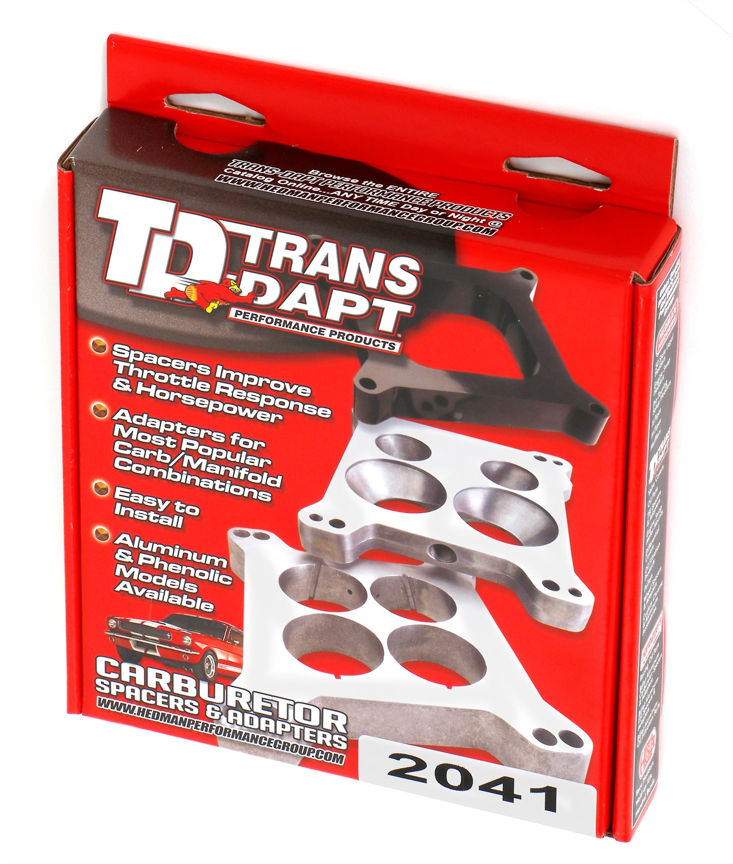 Trans-Dapt Performance 1-1/4 In. Tall Holley 2Bbl To Chevy Straight 6 Manifold Carburetor Adapter -Cast Aluminum 2041