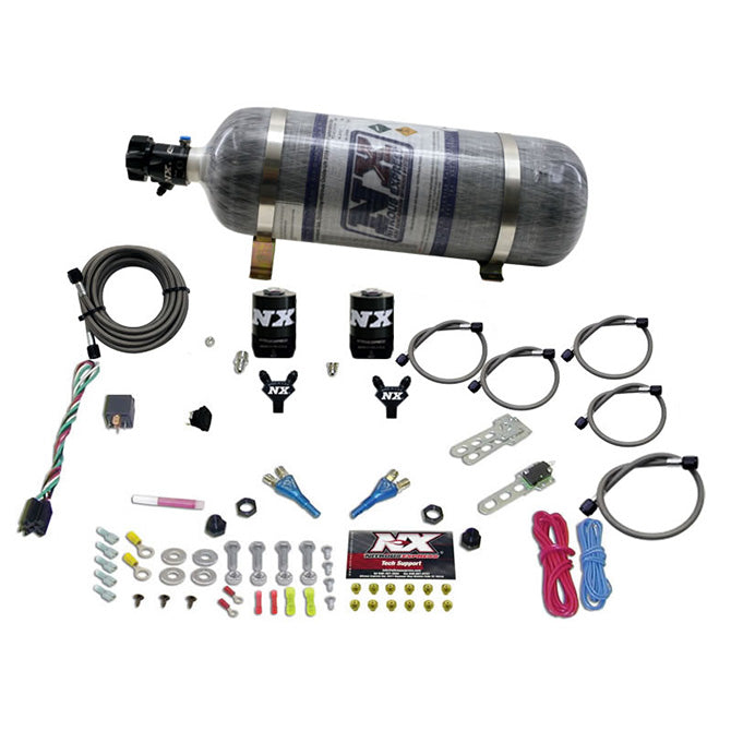 Nitrous Express DUAL NOZZLE SPORT COMPACT SYSTEM W/ 12LB BOTTLE (35-50-75HP) NX-20616-12