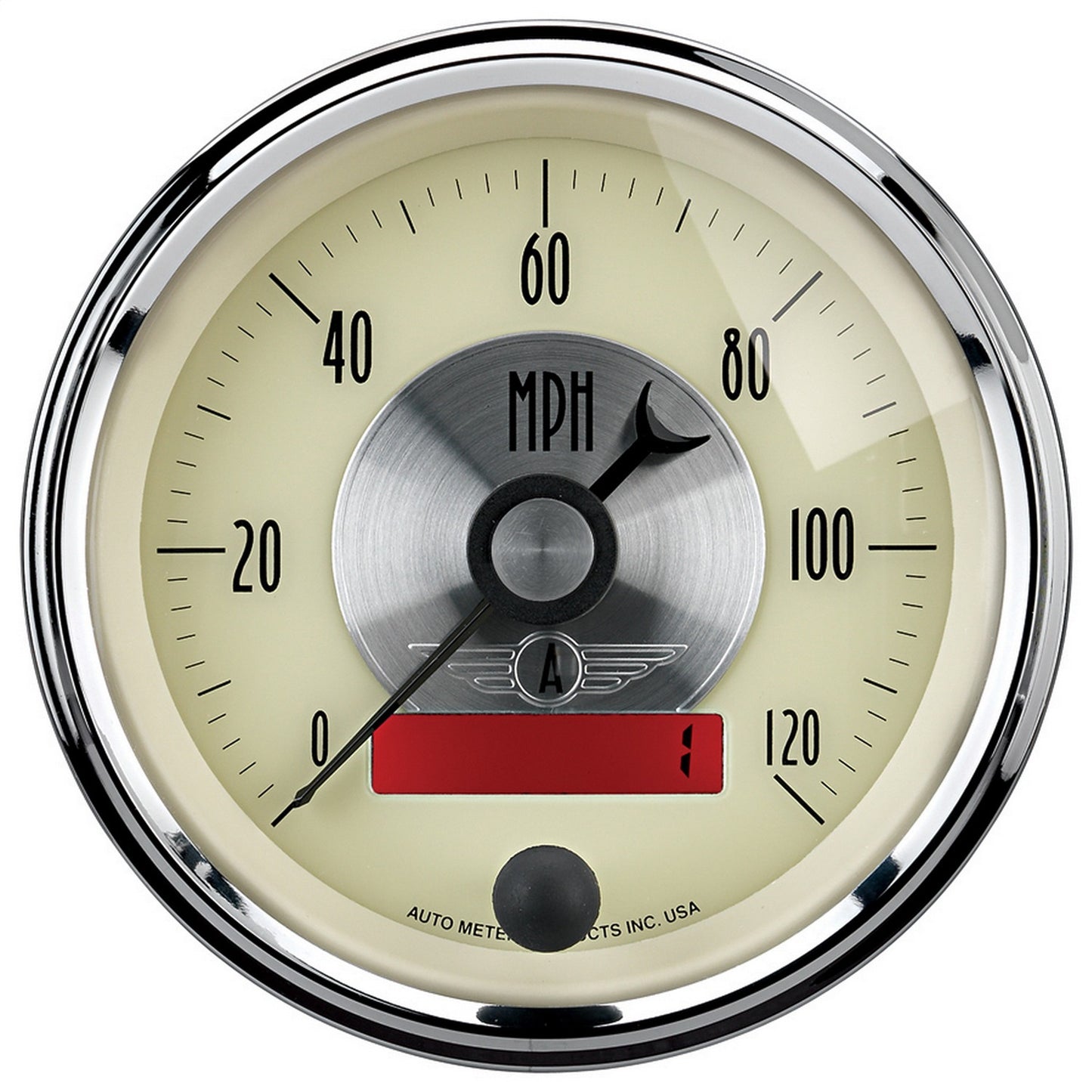 AutoMeter 3-3/8 in. SPEEDOMETER 0-120 MPH PRESTIGE ANTIQUE IVORY 2087