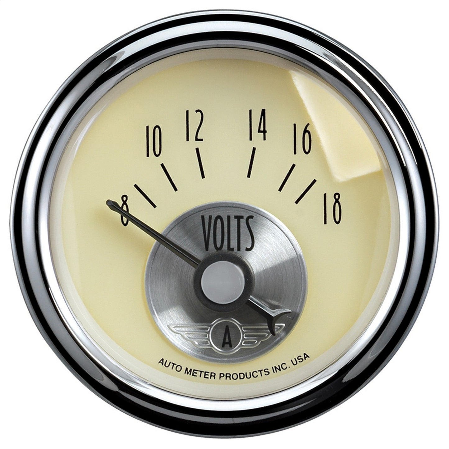 AutoMeter 2-1/16 in. VOLTMETER 8-18V PRESTIGE ANTIQUE IVORY 2092