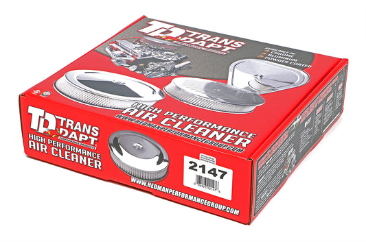 Trans-Dapt Performance Performance Style Air Cleaner Set (Paper Element); 14 In. Diam.; 2-1/8 In. Tall; Recessed Base- Chrome 2147