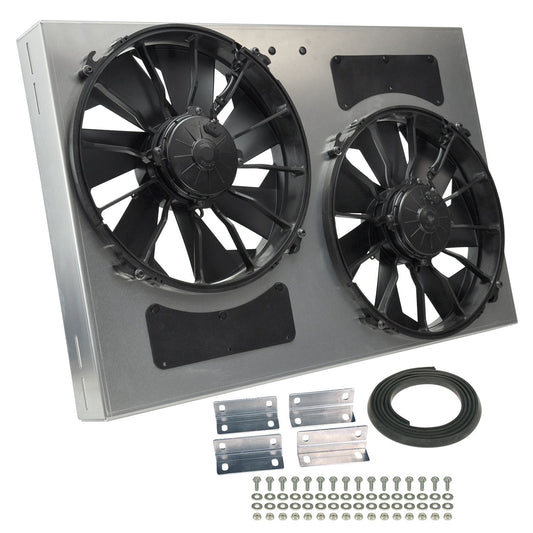 Derale Powerpack - High Output Dual 12" Electric RAD Fan/Aluminum Shroud Kit 16837