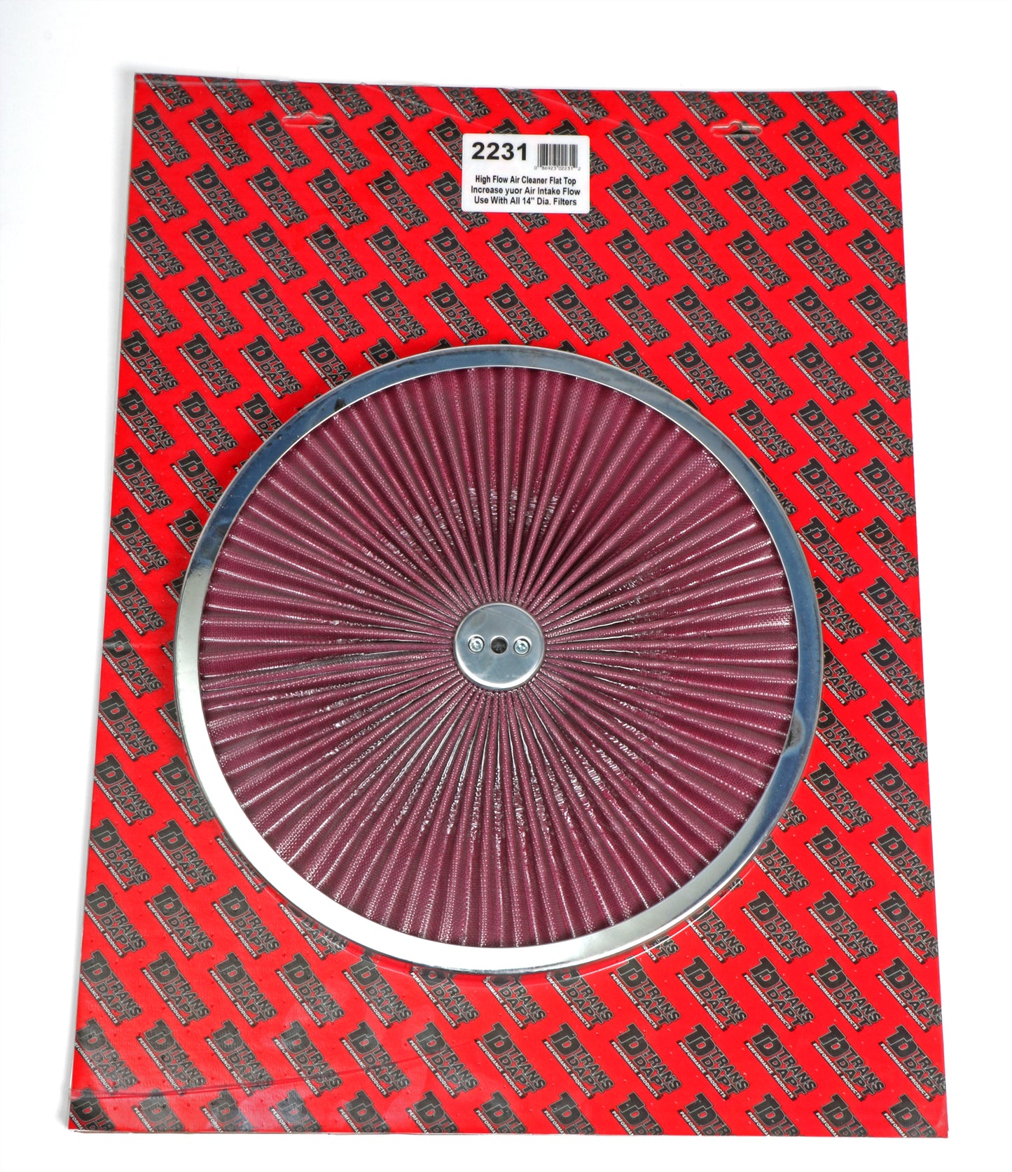 Trans-Dapt Performance Hi-Flow Cotton Air Cleaner Top; 14 In. Diameter- Chrome 2231