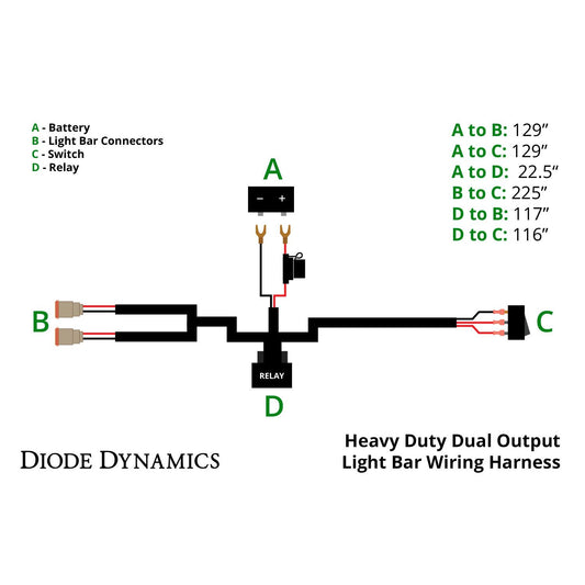 Diode Dynamics - DD4045 - Heavy Duty Dual Output Light Bar Wiring Harness
