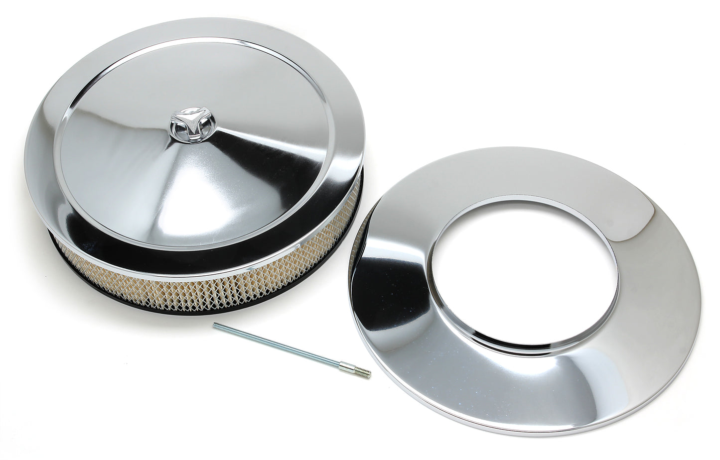 Trans-Dapt Performance 14 In. X 3 In. Muscle Car Style Air Cleaner Set; Dominator Base; Chrome 2300