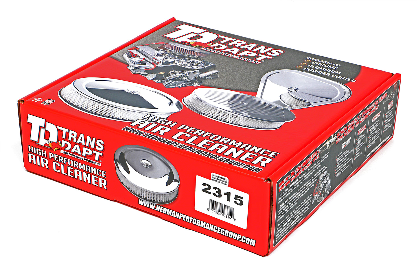 Trans-Dapt Performance Muscle Car Style Air Cleaner Set; 14 In. Diameter 2-1/8 In. Tall 5-1/8 In. Neck- Chrome 2315