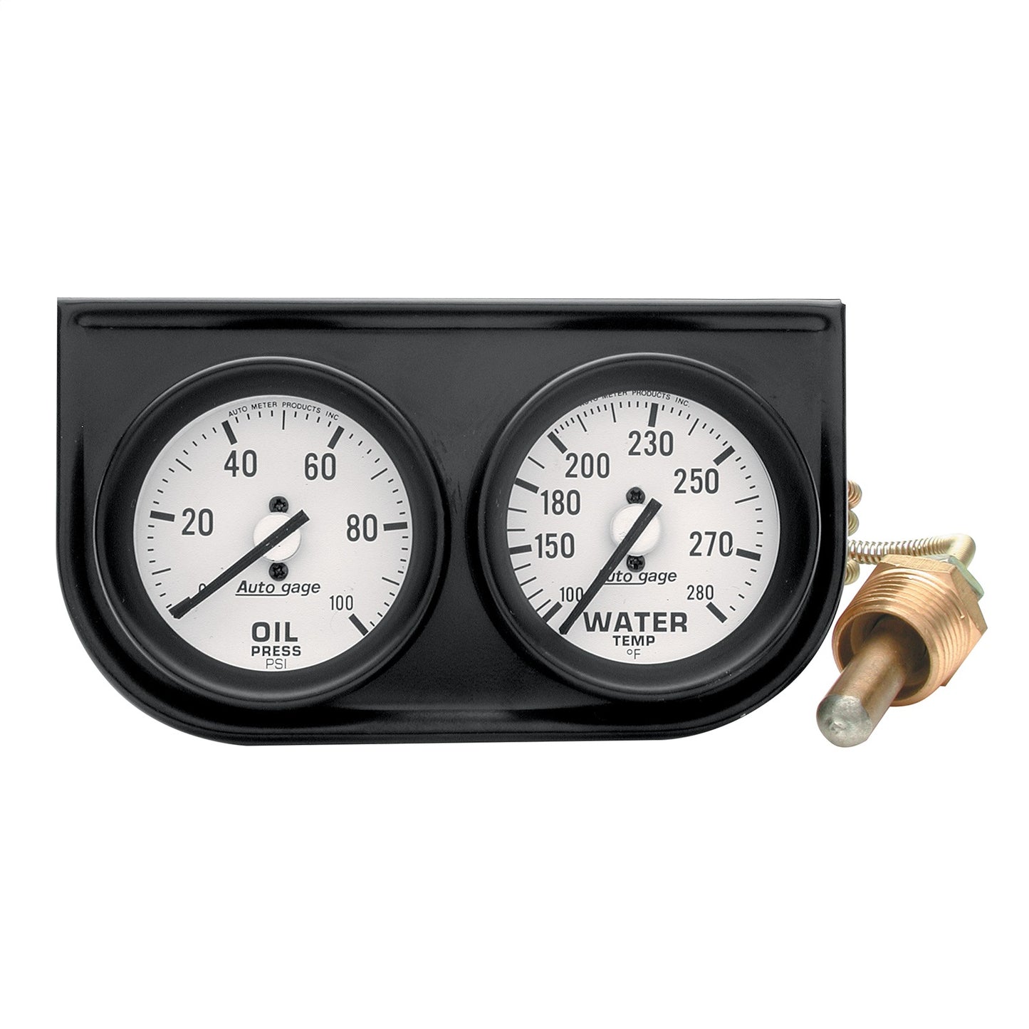 AutoMeter GAUGE CONSOLE OILP/WTMP 2-1/16 in. 100 PSI/280 Fahrenheit WHT DIAL BLK BZL AUTOGAGE 2326