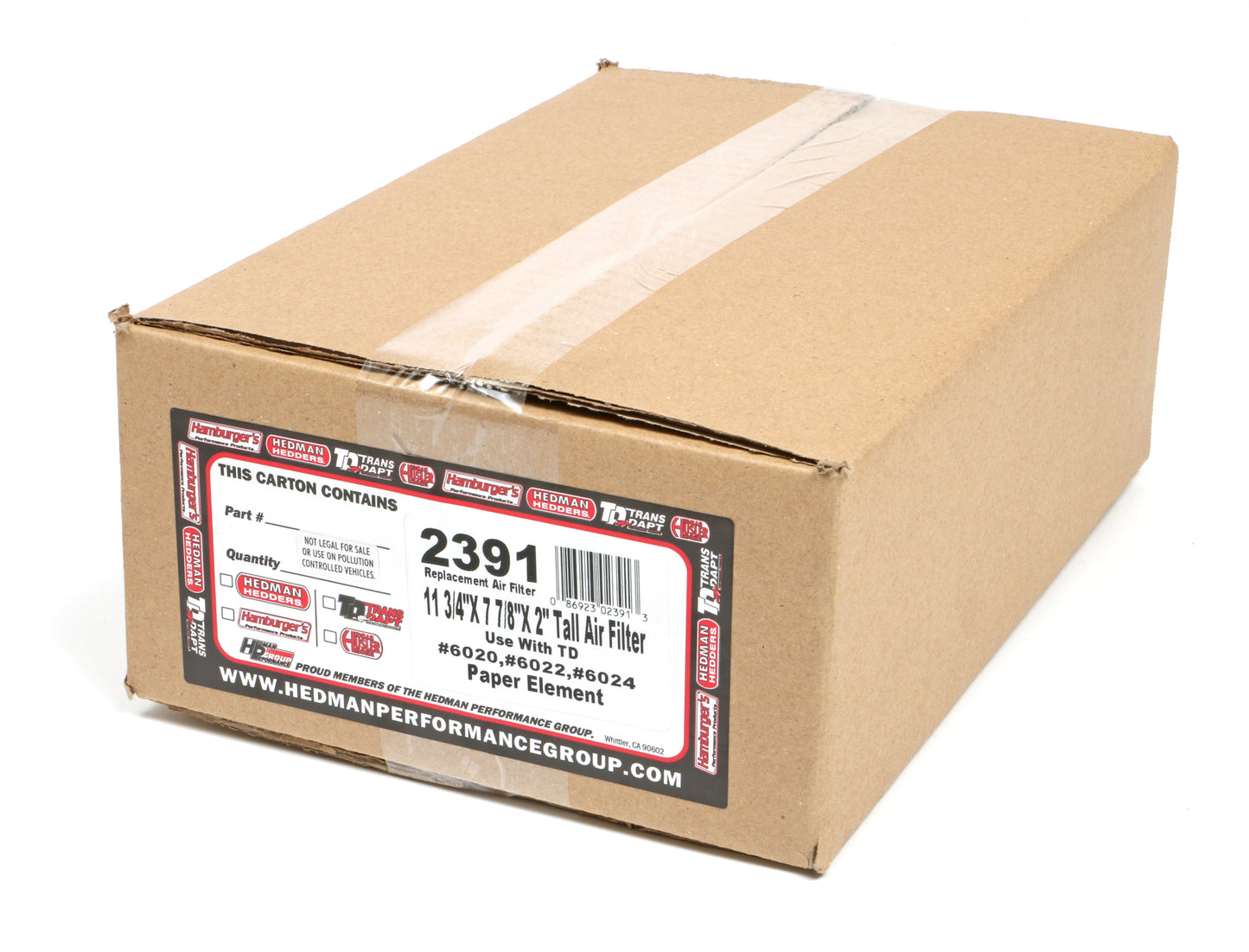 Trans-Dapt Performance Oval Air Filter Element; 7.88 In. Width 11.375 In. Length 2 In. Tall- Paper 2391