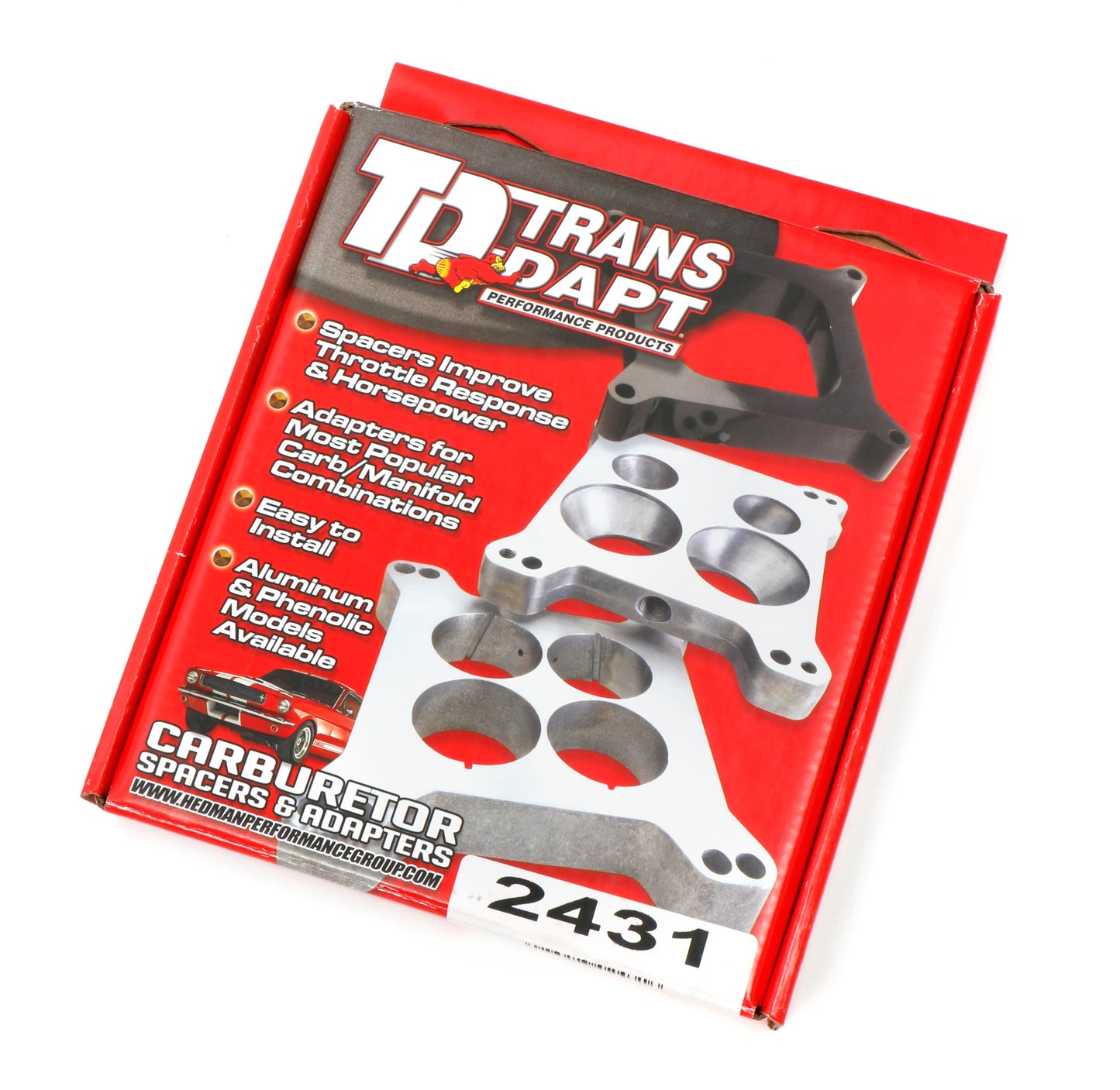 Trans-Dapt Performance 1 In. Holley/Afb 4Bbl- Cast Aluminum Swirl-Torque Carburetor Spacer W/ Pcv Valve 2431