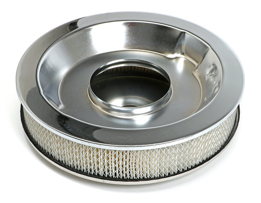 Trans-Dapt Performance Round Air Cleaner Set (Paper Element); 14 In. Diameter; 3 In. Tall; Stainless Steel 2463