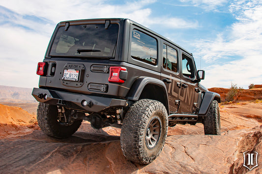 ICON Impact Series Offroad Armor 18-UP JEEP JL PRO SERIES 2 REAR BUMPER W/ HITCH & TABS 25168