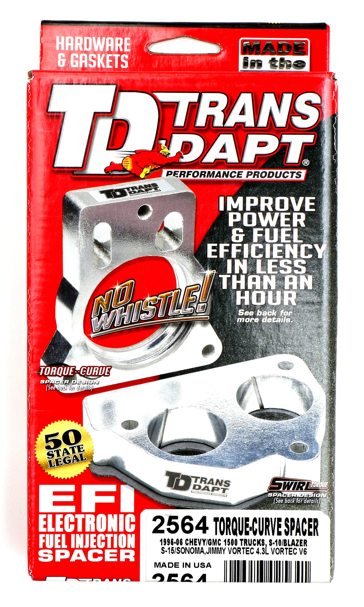 Trans-Dapt Performance 1996-2006 Chevrolet/Gmc Trucks S10 And Blazer S15 And Jimmy Sonoma With 4.3L- Torque-Curve Mpfi Spacer 2564