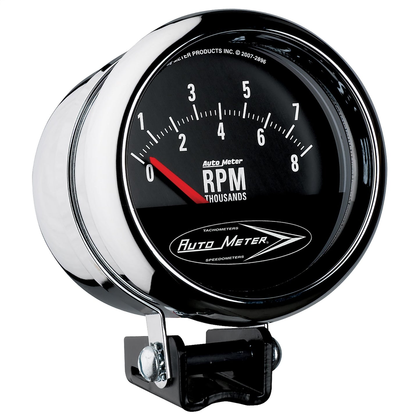 AutoMeter 3-3/4 in. PEDESTAL RETRO TACH 0-8000 RPM SHORT SWEEP TRADITIONAL CHROME 2897