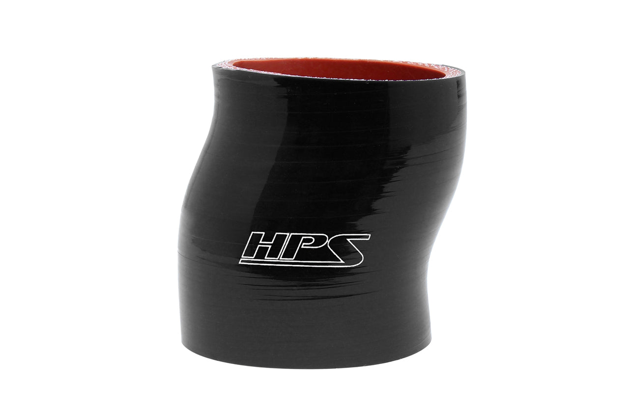 HPS Performance High Temp. 4-ply Reinforced Silicone Offset Coupler 1 1/2" ID 4" Length Black HTSOC-150-L4-BLK