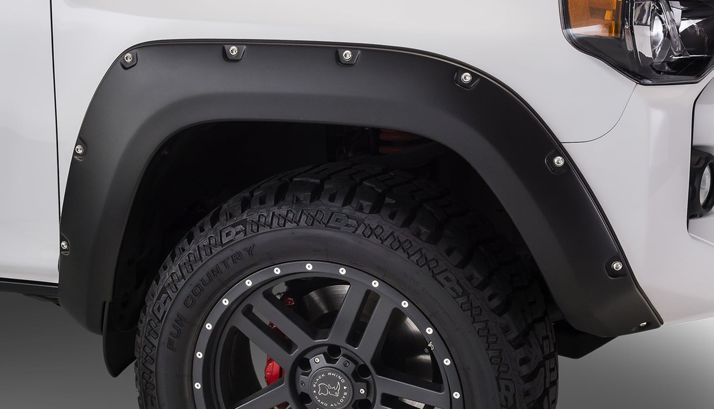 Bushwacker 30045-02 Black Pocket/Rivet Style Smooth Finish Front Fender Flares For 2014-2022 Toyota 4Runner (Excludes Limited)