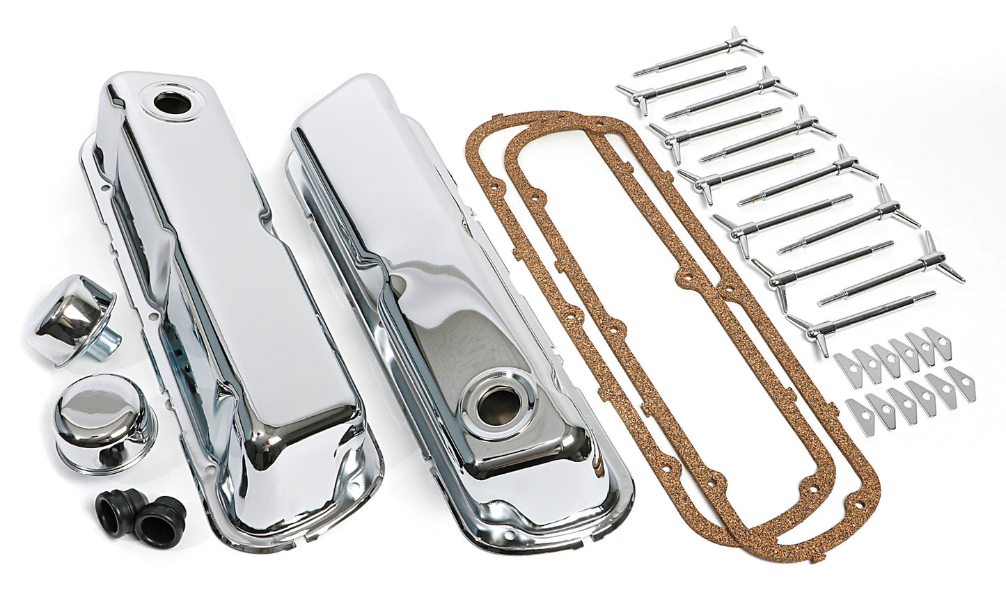 Trans-Dapt Performance Sb Ford Engine Dress-Up Kit; Short Valve Covers; Sb Ford- Chrome 3048