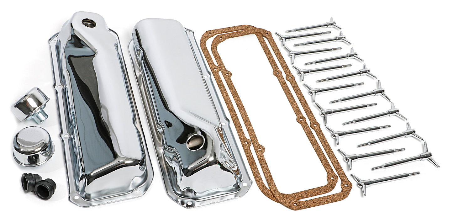 Trans-Dapt Performance Hi-Performance Ford Engine Dress-Up Kit; Short Valve Covers; Ford Boss 302 351M 351C 400M- Chrome 3049