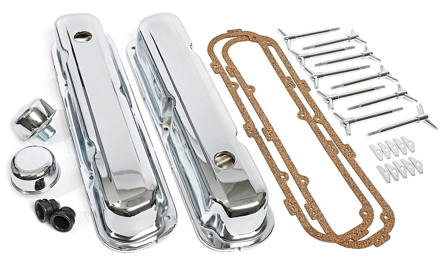 Trans-Dapt Performance Mopar Engine Dress Up Kit; Short Valve Covers; Sb Chrysler 318-340-360- Chrome 3050