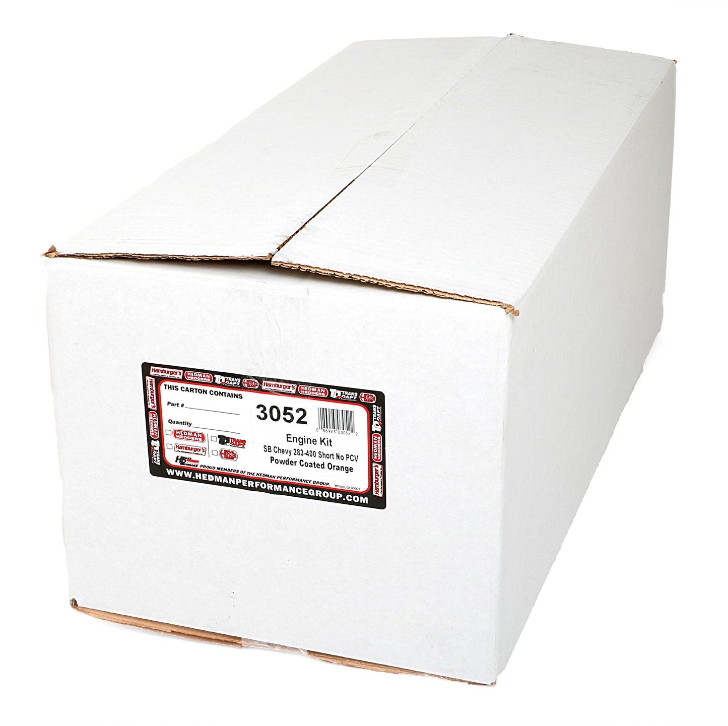 Trans-Dapt Performance Powder-Coated Engine Kit Without Pcv; 1958-86 Sb Chevrolet 283-400 (Gen 1); Short Valve Covers- Chevy Orange 3052