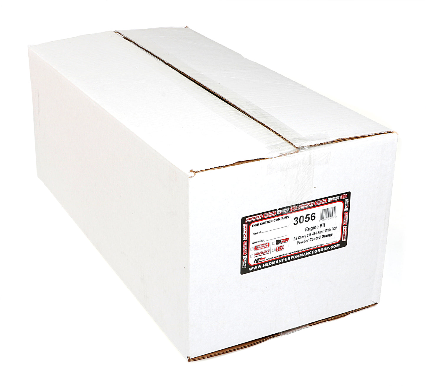 Trans-Dapt Performance Powder-Coated Engine Kit With Pcv; 1965-95 Bb Chevrolet 396-454 (Mark Iv); Short Valve Covers- Chevy Orange 3056