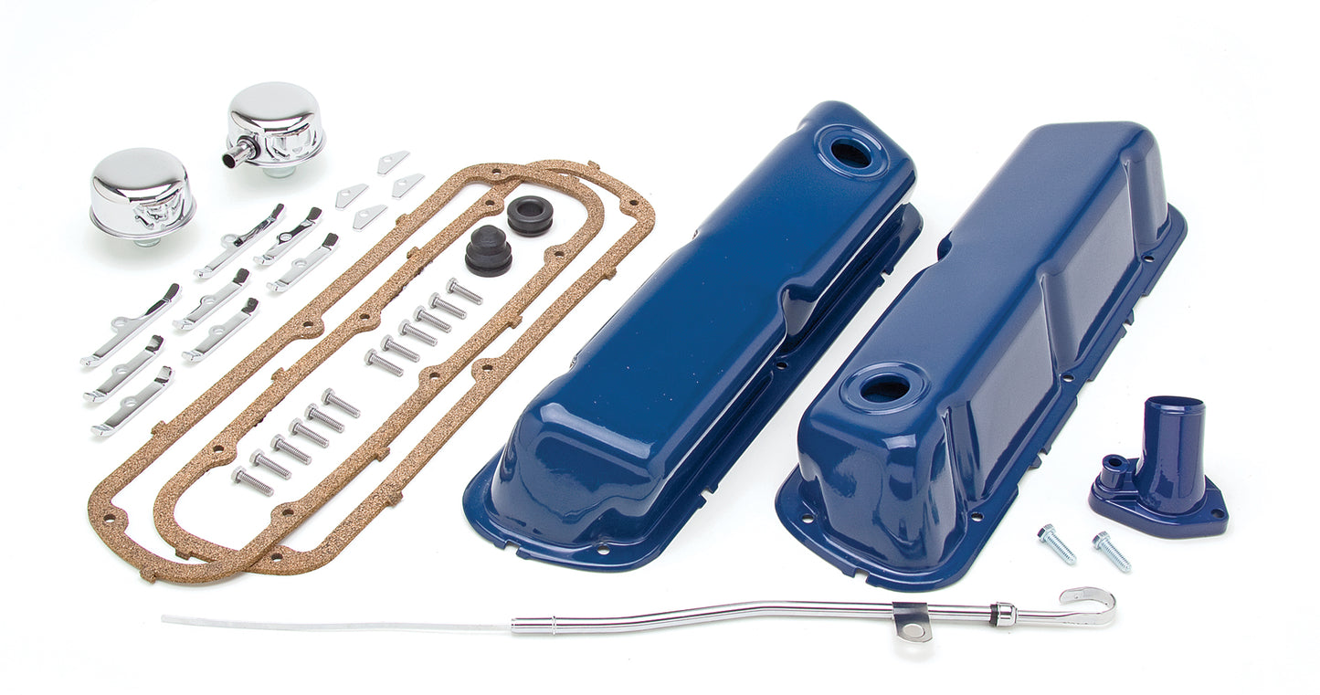 Trans-Dapt Performance Powder-Coated Engine Kit; 1962-85 Sb Ford 260-351W (Windsor Block); Short Valve Covers- Ford Blue 3061