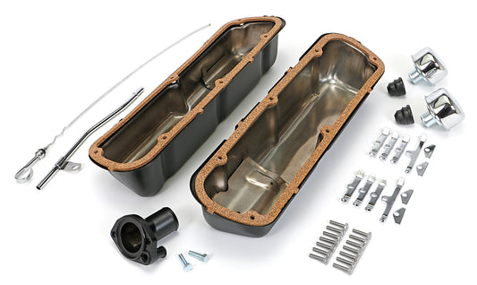 Trans-Dapt Performance Powder-Coated Engine Kit; 1962-85 Sb Ford 260-351W (Windsor Block); Short Valve Covers- Asphalt Black 3062