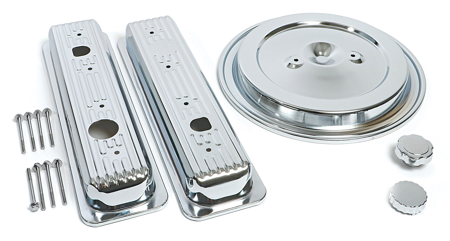 Trans-Dapt Performance Chevy Truck Engine Dress-Up Kit; Dual Bolt Air Cleaner; 1992-1995 Gm Truck 5.0/5.7L- Chrome 3103