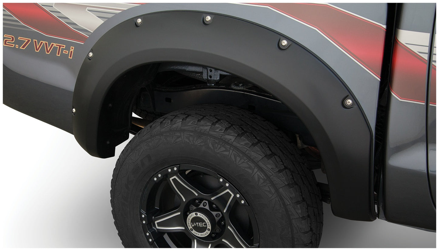 Bushwacker 31082-02 Black Pocket/Rivet Style Smooth Finish Rear Fender Flares For 2011-2013 Toyota Hilux