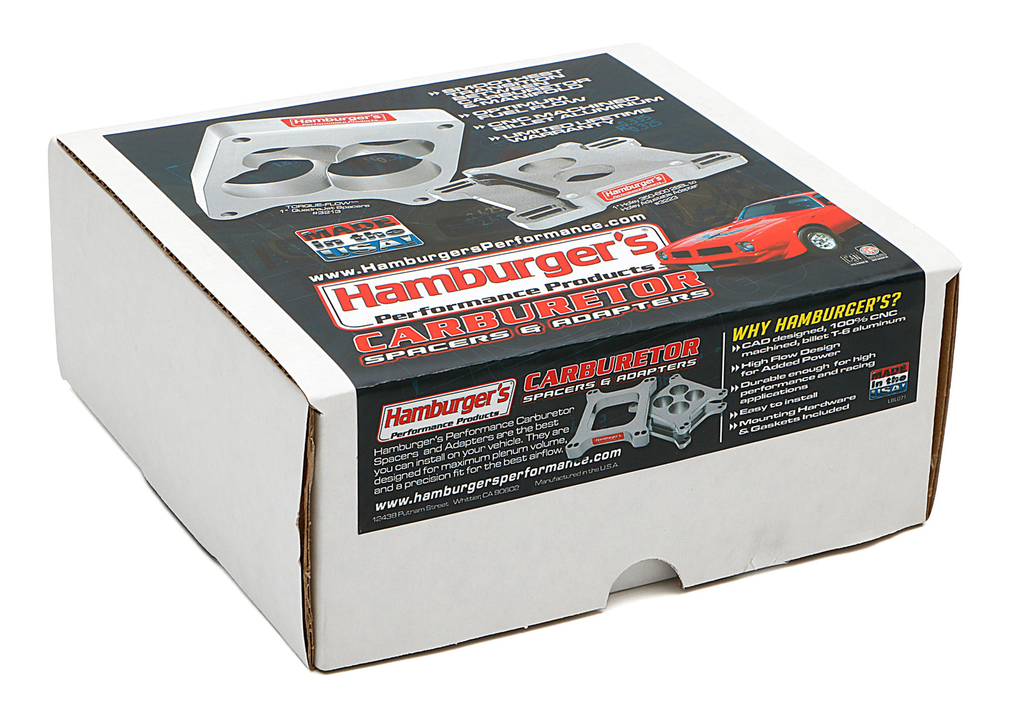 Holley 4BBL Carburetor Spacer; Dual-Plane; 1-1/2 in. Tall; Tapered Port- Billet 3210