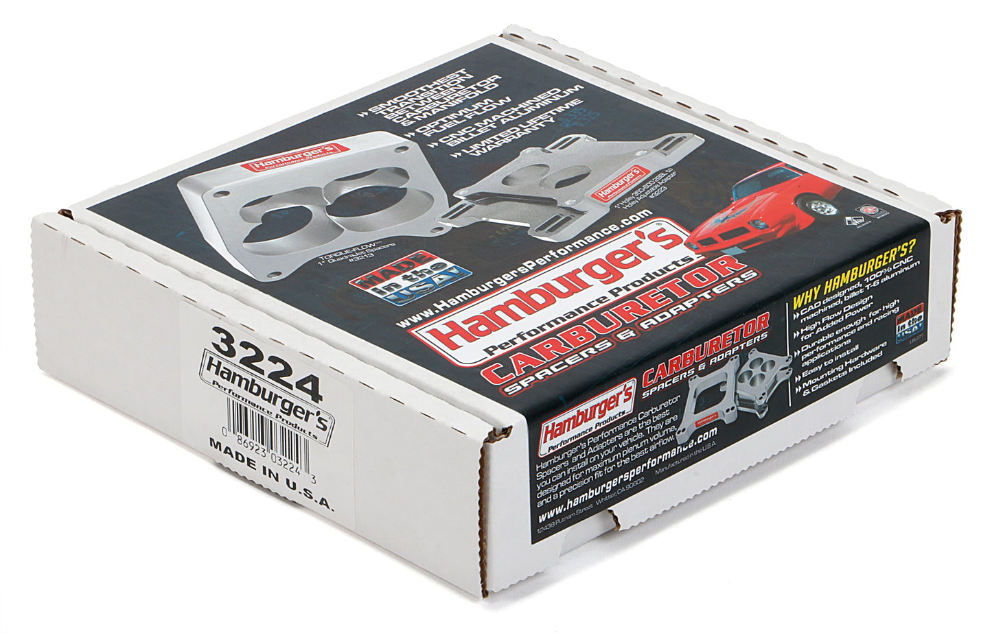 HAMBURGER'S PERFORMANCE PRODUCTS CARBURETOR ADAPTER; BILLET ALUMINUM- 1 IN. HOLLEY/ AFB TO QUADRAJET 3224