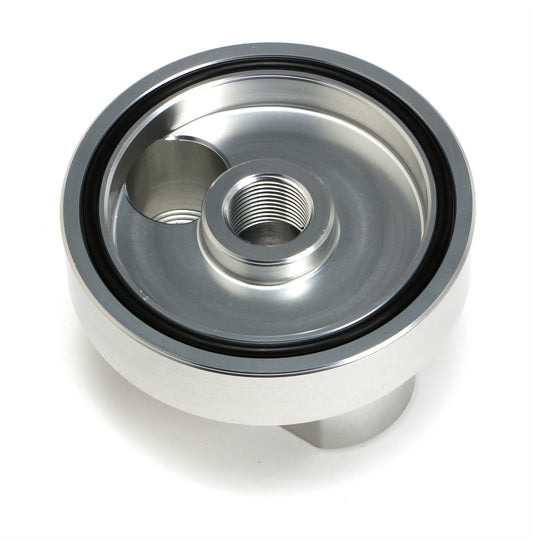 HAMBURGER'S PERFORMANCE PRODUCTS SPIN-ON BYPASS ADAPTER; CHEVY SB AND BB; 13/16 IN.-16 FILTER THREADS; -12AN PORTS- BILLET ALUMINUM 3321