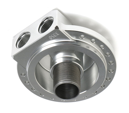 HAMBURGER'S PERFORMANCE PRODUCTS MULTI-POSITION REMOTE OIL FILTER RELOCATION BASE; HP6 (OR EQUIVALENT); -12AN PORTS- BILLET ALUMINUM 3350