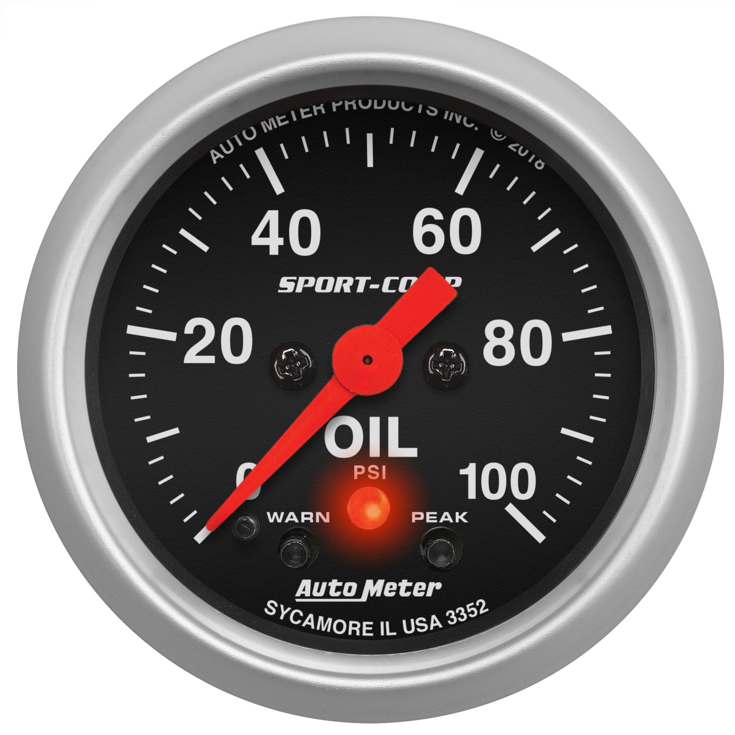 AutoMeter 2-1/16 in. OIL PRESSURE 0-100 PSI SPORT-COMP 3352