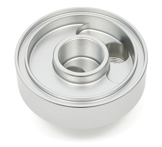 HAMBURGER'S PERFORMANCE PRODUCTS SPIN-ON OIL FILTER BYPASS ADAPTER; -12AN PORTS; FITS SELECT FORD E250 E350 F250 & F350 TRUCKS AND VANS WITH 7.3L DIESEL AND OTHER ENGINES THAT USE A PH3786 OR EQUIVALENT ENGINE OIL FILTER- CNC MACHINED BILLET ALUMINUM 3360