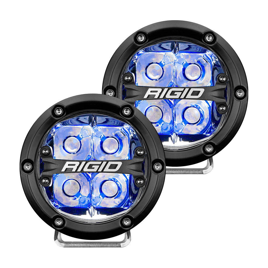RIGID Industries 360-Series 4 Inch Round LED Off-Road Light Spot Beam Pattern for High Speeds Blue Backlight Pair 36115