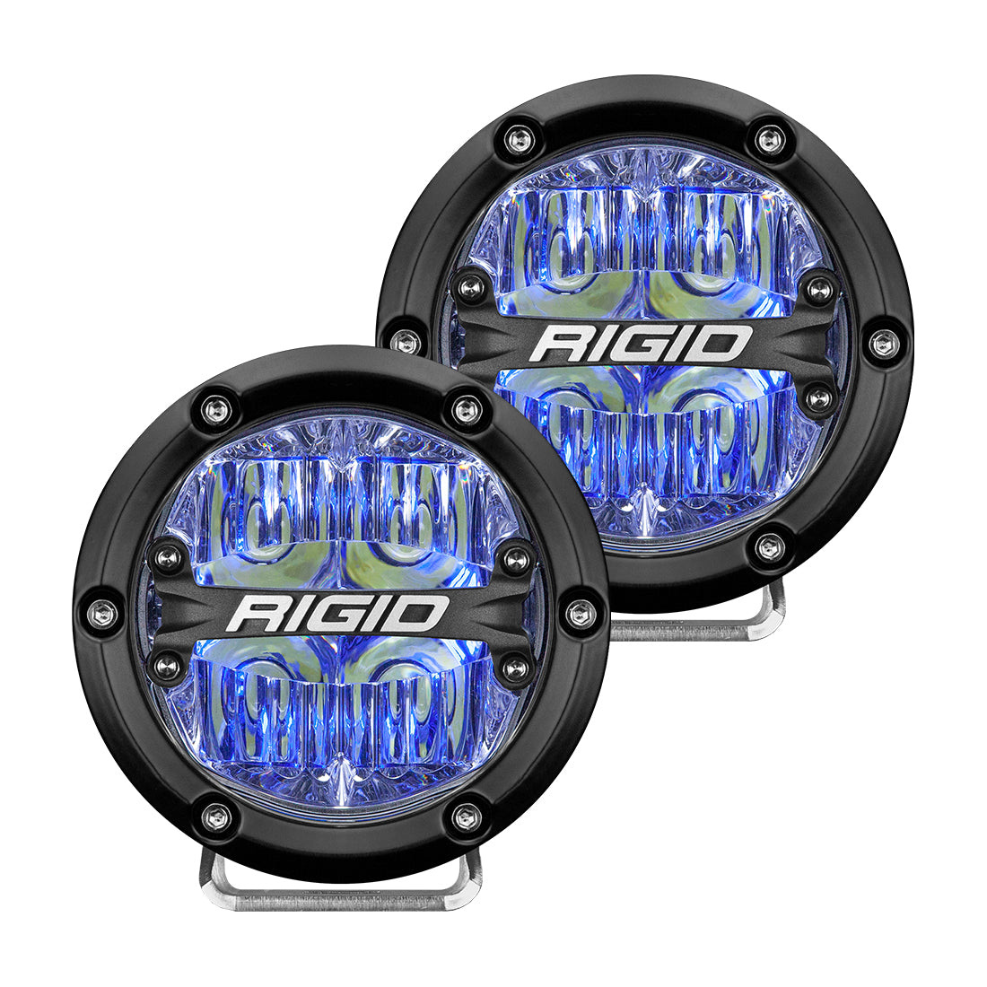 RIGID Industries 360-Series 4 Inch Round LED Off-Road Light Drive Beam Pattern for Moderate Speeds Blue Backlight Pair 36119
