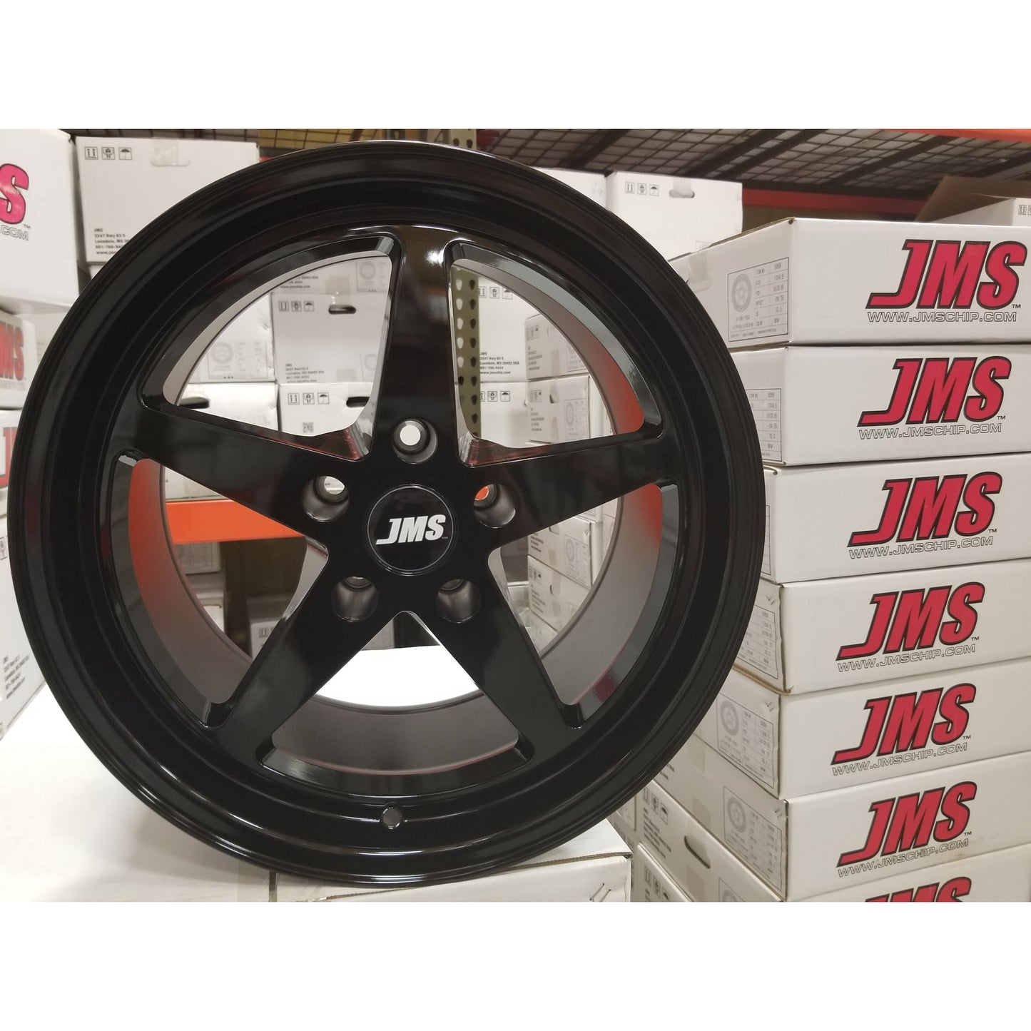 JMS Avenger Series Race Wheels - Black Clear; 17 inch X 4.5 inch Front Wheel w/ Lug Nuts - Fits 2006-2021 Dodge Challenger and Charger A1745175DL