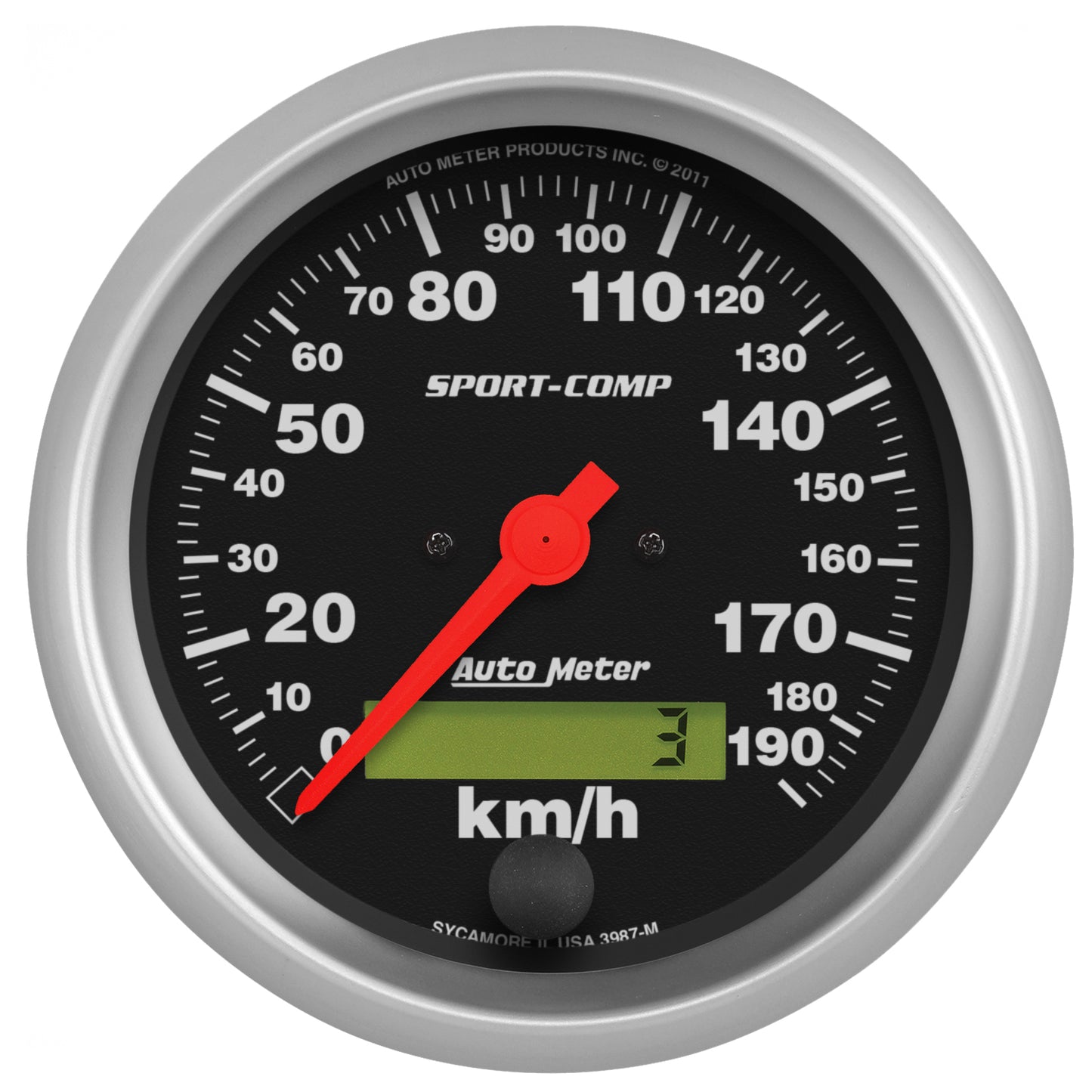 AutoMeter 3-3/8 in. SPEEDOMETER 0-190 KPH SPORT-COMP 3987-M