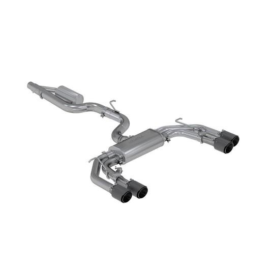 MBRP Exhaust T304 Stainless Steel 3" Cat Back Quad Split Rear Exit with Carbon Fiber Tips (Active Exhaust) S46043CF