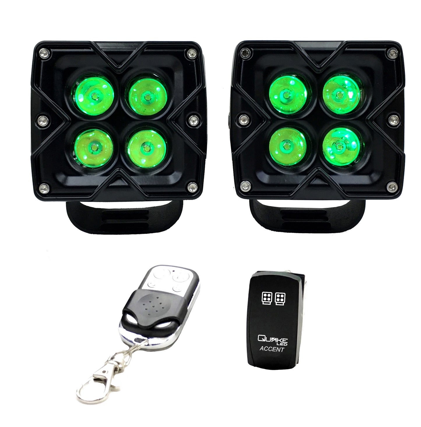 Quake LED - QSE530 - 3 Inch Work Light 20 Watt Flood RGB Accent Seismic Series Quad-Lock/Interlock
