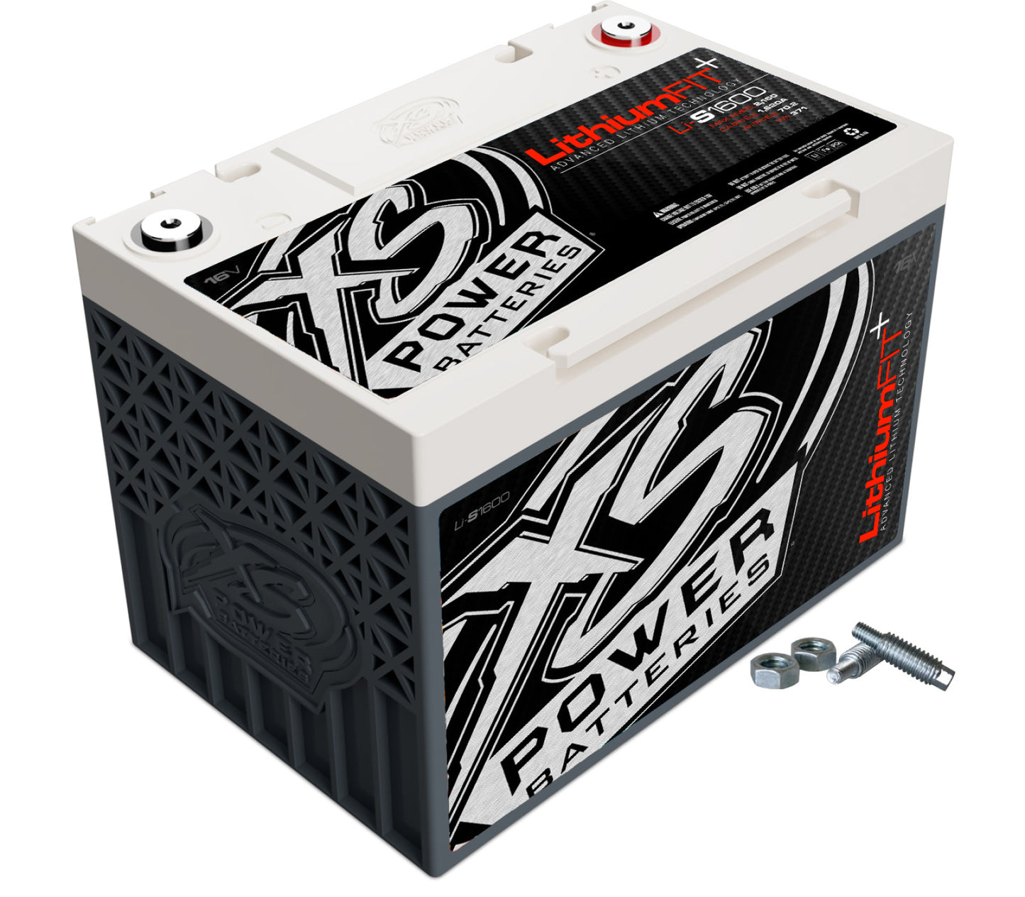 XS Power Batteries Lithium Racing 16V Batteries - Stud Adaptors/Terminal Bolts Included 2160 Max Amps Li-S1600