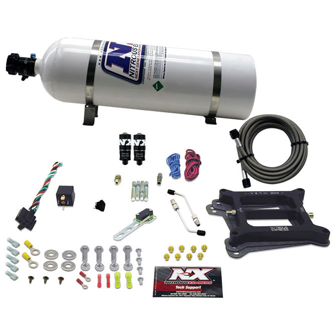 Nitrous Express 4150 HITMAN PLUS 4-BBL (50-100-150-200HP) WITH 15LB BOTTLE NX-40041-15