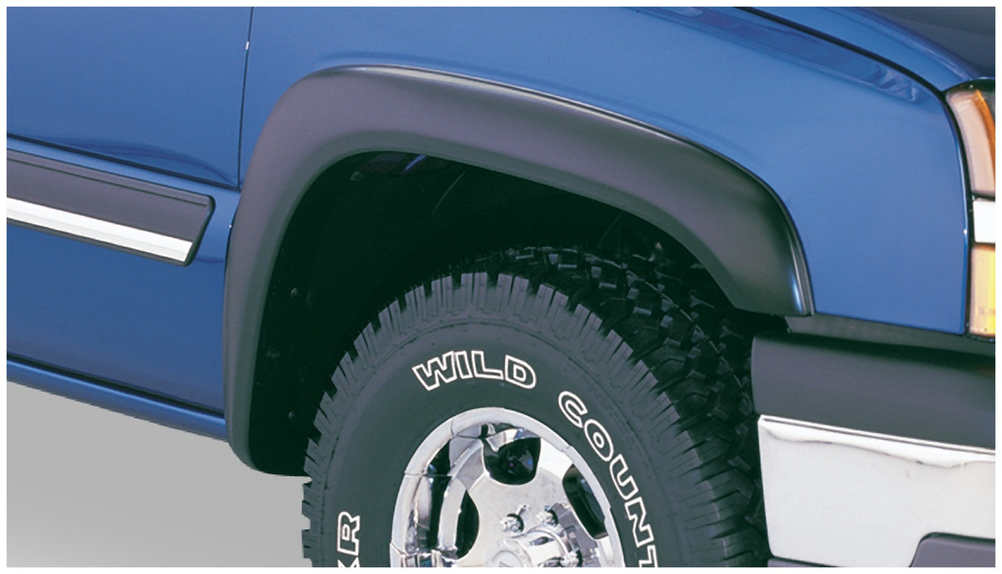 Bushwacker 40013-01 Black Extend-A-Fender Style Smooth Finish Front Fender Flares For 1988-1999 Chevrolet C/K 1500; 1992-1994 Blazer; 1997-1999 Tahoe; 1995-1997 GMC Yukon; Covers OEM Flare Holes
