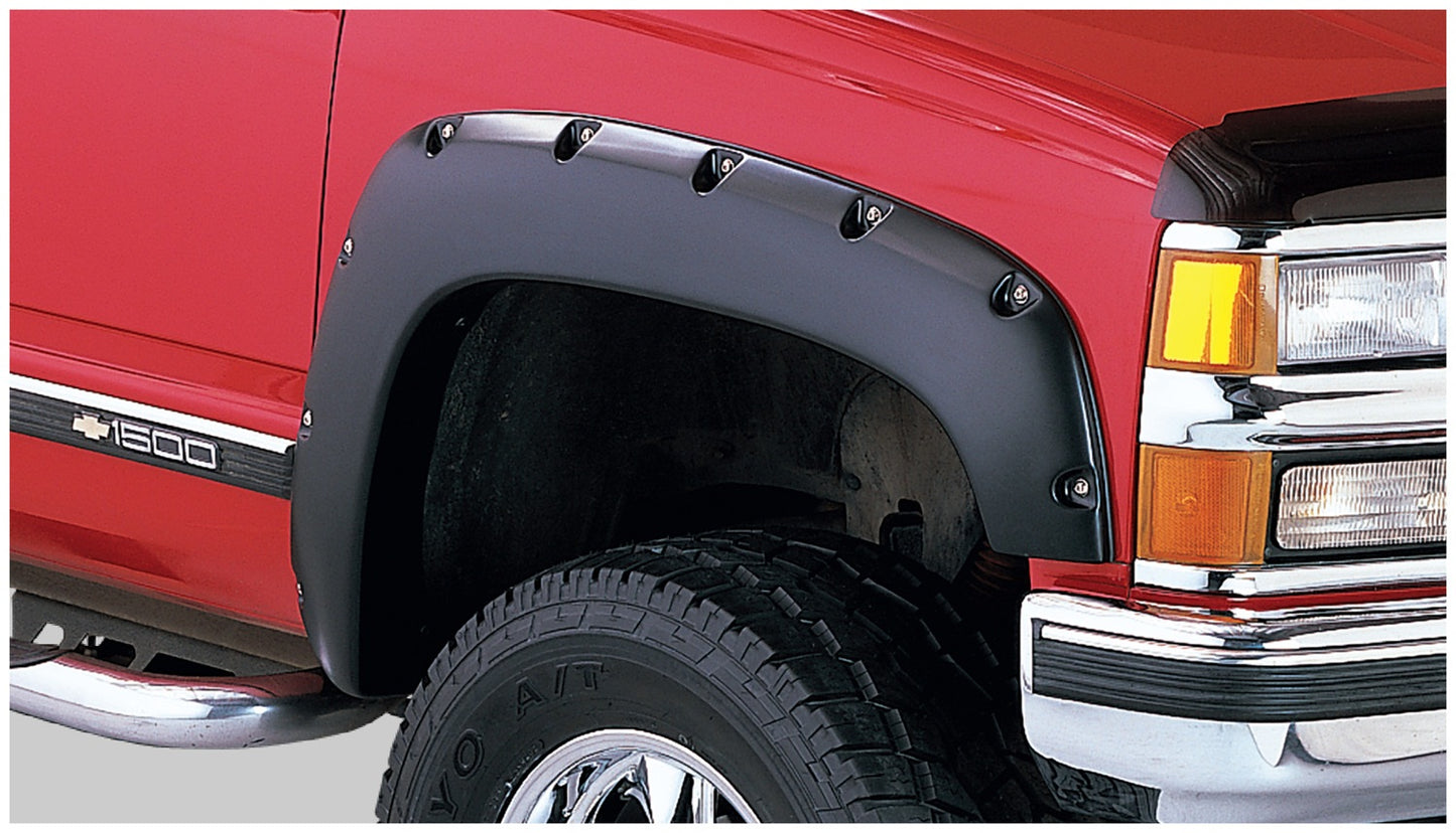 Bushwacker 40061-02 Black Pocket/Rivet Style Smooth Finish Front Fender Flares For 1988-1999 Chevrolet C/K 1500 R2500; 1992-1994 Blazer; 1997-1999 Tahoe