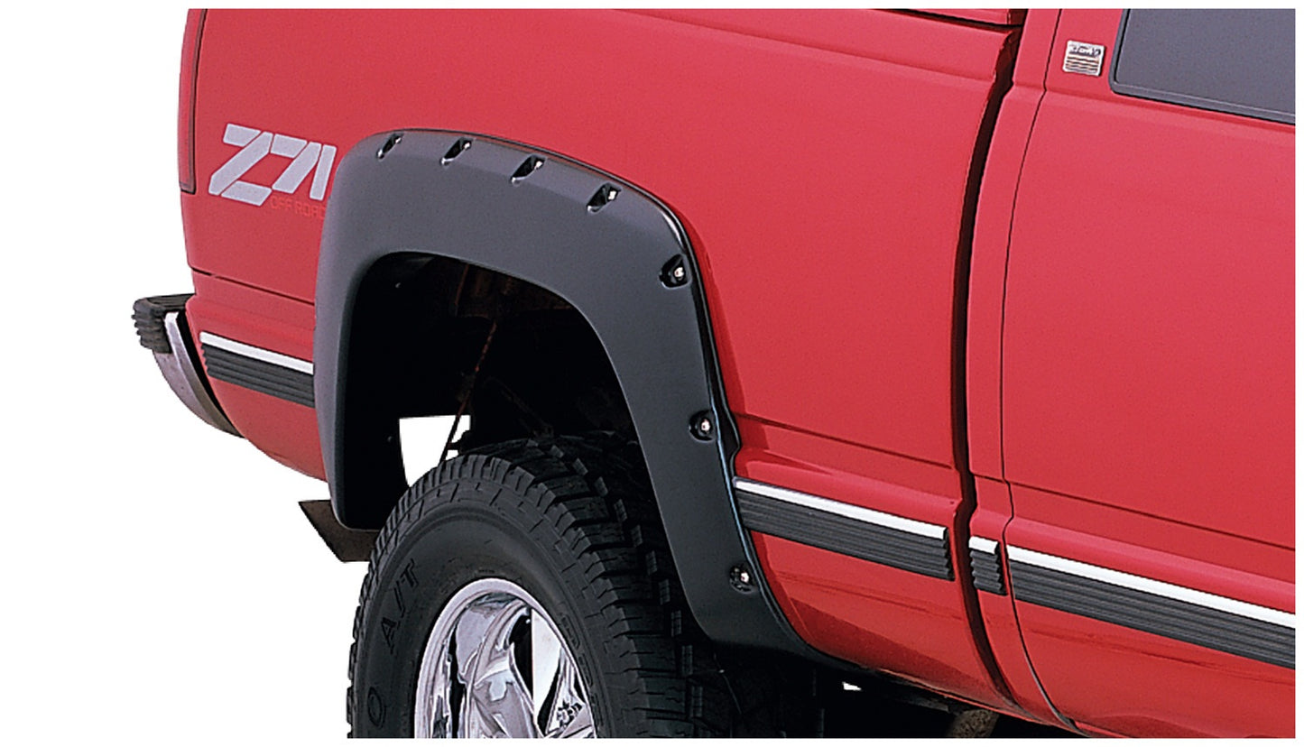 Bushwacker 40062-02 Black Pocket/Rivet Style Smooth Finish Rear Fender Flares For 1988-1999 Chevrolet C/K 1500 R2500; 1992-1994 Blazer; 1997-1999 Tahoe