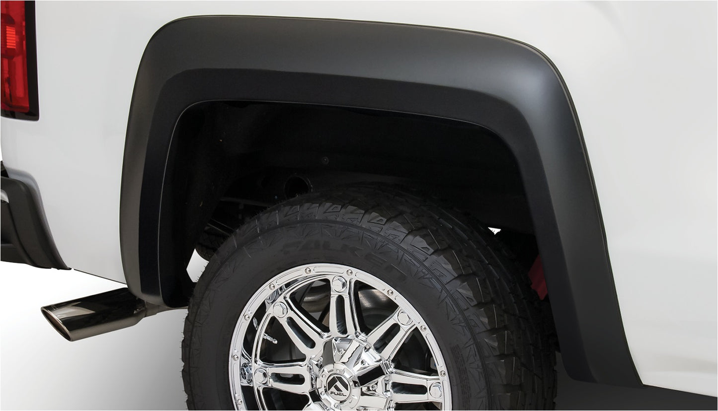Bushwacker 40100-02 Black Extend-A-Fender Style Smooth Finish Rear Fender Flares For 2019 GMC Sierra 1500 Limited 2014-2018 GMC Sierra 1500 2015-2019 Sierra 2500HD/3500 HD (Excludes Dually)