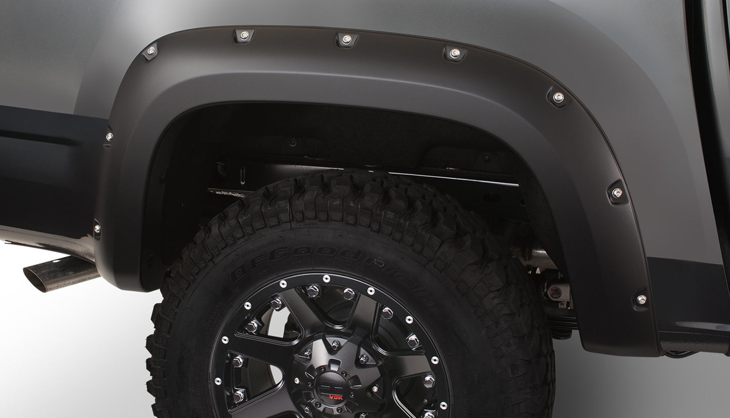 Bushwacker 40140-02 Black Pocket/Rivet Style Smooth Finish Rear Fender Flares For 2015-2022 Chevrolet Colorado W/74 In. Bed