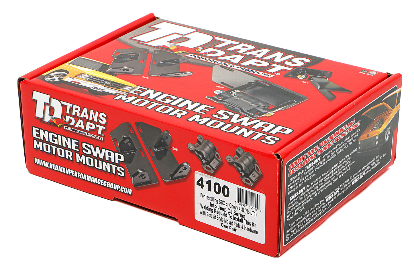 Trans-Dapt Performance Chevy V8 Or V6 Into Jeep Cj Series- Motor Mount Kit 4100